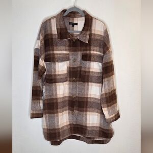 Banana Republic Ladies' Shirt Jacket - Brown Bailor Plaid Pattern - XXL
